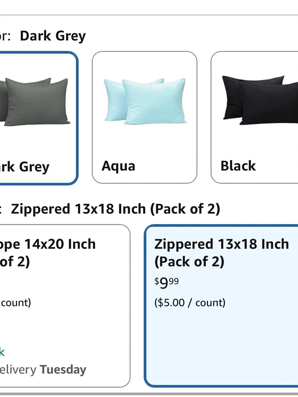 NEW Dark Gray Microfiber Zippered Pillowcases - Set of 2